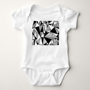 Body Para Bebé Triángulos mosaicos, textura blanca negra.