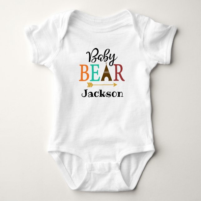 Body Para Bebé Tribal del oso bebé boho teePee personalizado (Anverso)