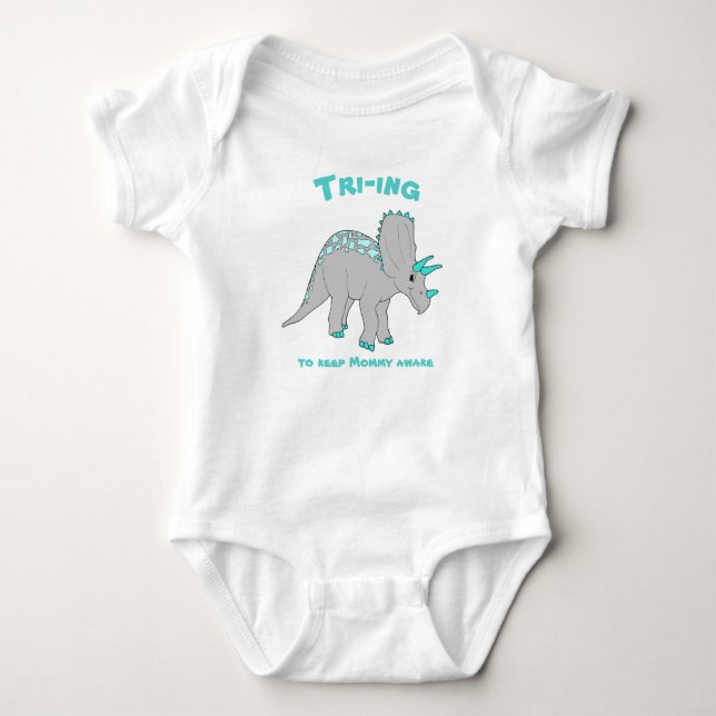 Body Para Bebé Triceratops blanco Baby Boy Bodysuit (Anverso)