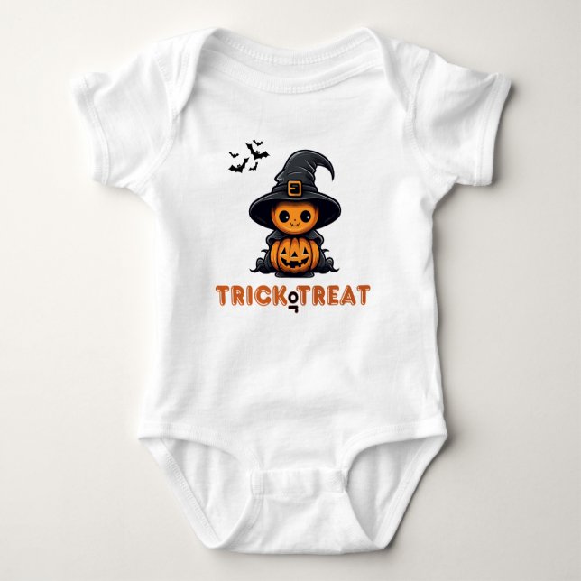 Body Para Bebé Trick o Trek Calabaza Baby Bodysuit (Anverso)