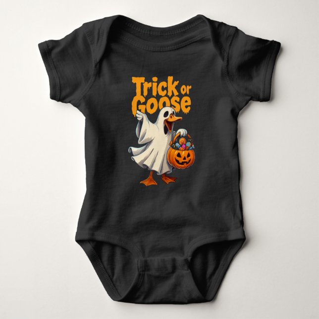 Body Para Bebé Trick or Goose Halloween Goose (Anverso)