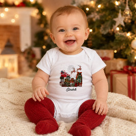 Body Para Bebé Trineo de Santa con nombre de bebé personalizado N