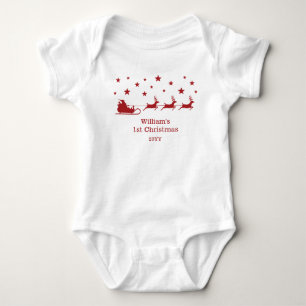 Body Para Bebé Trineo Rojo de Santa Mi Primer Navidad & Nombre Pe