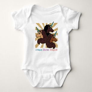 Body Para Bebé Trío de Unicornios Afro: Únicos, Divinos y Mágicos