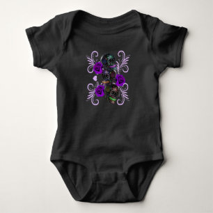 Body Para Bebé Triple Black Día de los Muertos Calaveras Rosas Pu