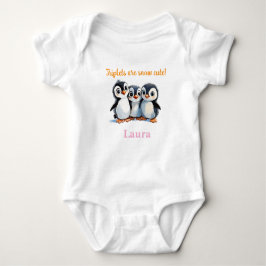 Body Para Bebé Triplets Baby Shower Gift, Pingüinos, Con Nombres,