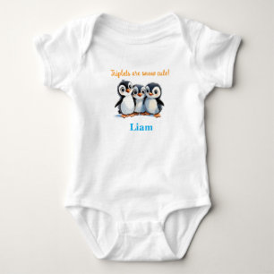 Body Para Bebé Triplets Baby Shower Gift, Pingüinos, Con Nombres,
