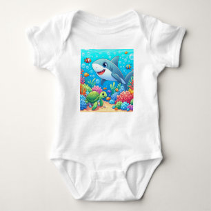 Body Para Bebé Tropical/Hawái tiburón y tortuga submarinos colori