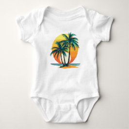 Body Para Bebé Tropical Palm Trees with Vibrant Sunset