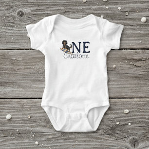 Body Para Bebé Tropical The Big One Surf Dachshund Cumpleaños