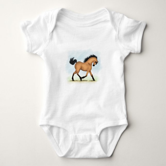 Body Para Bebé Trotting Buckskin Horse Ecuestres (Anverso)