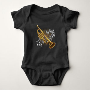 Body Para Bebé Trumpet Player Musical Notes Jazz Music Art