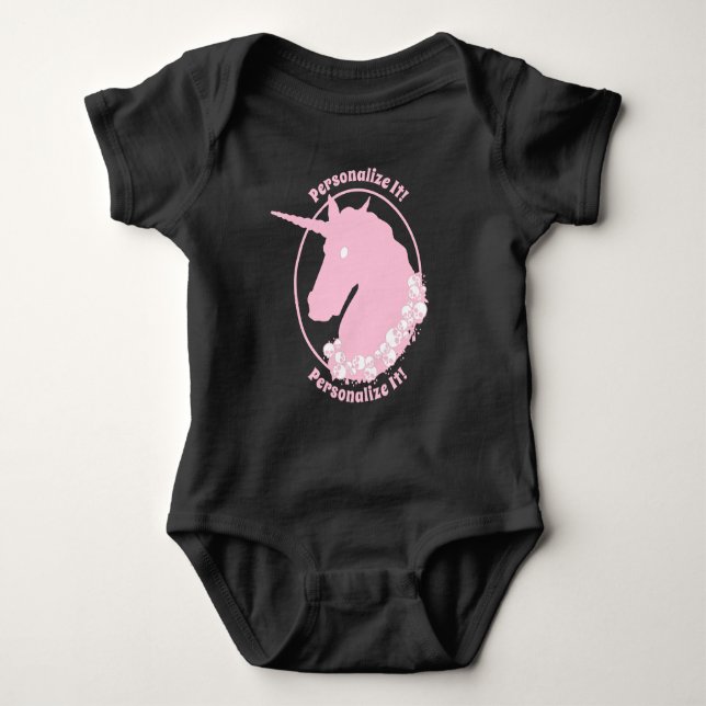 Body Para Bebé Tu texto Unicornio Zombie Rosa (Anverso)
