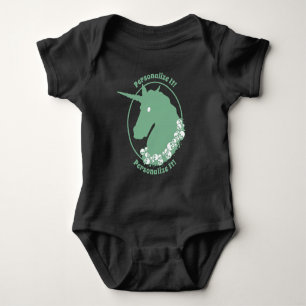 Body Para Bebé TU TEXTO Unicornio Zombie Verde