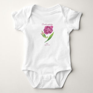 Body Para Bebé Tulipán lila-magenta de doble perfección nombre fe