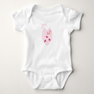 Body Para Bebé Tulipán Rosa Minimalista Pétalo Hojas de Ginkgo Co
