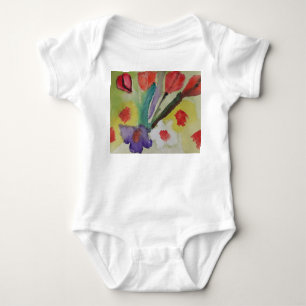 Body Para Bebé Tulipanes abstractos y flores de primavera