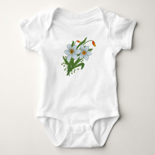 Body Para Bebé Tulipanes y flores de narcisos