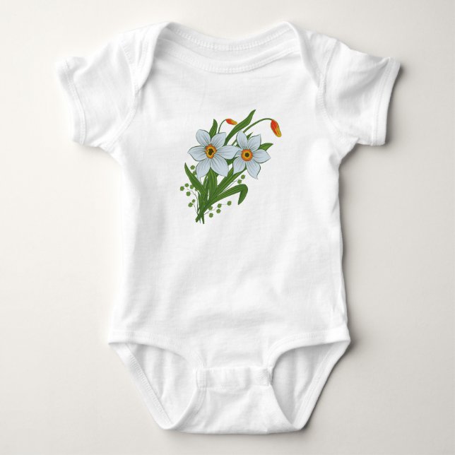 Body Para Bebé Tulipanes y flores de narcisos (Anverso)