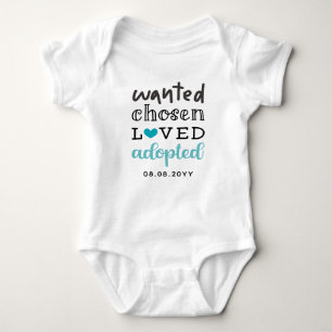 Body Para Bebé Turquoise Wanted Escoge Loed Adoptado Añadir Fecha