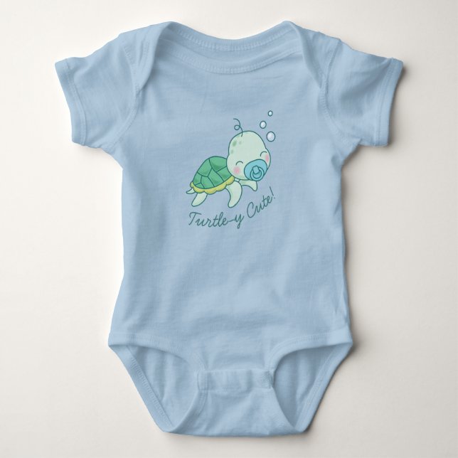Body Para Bebé Turtley Cute Sea Turte Shower Kawaii Blue Boy (Anverso)