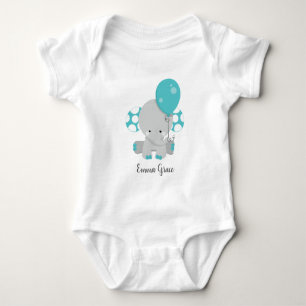 Body Para Bebé Tutu Monograma de Elefante Bebé Niña Cute Teal