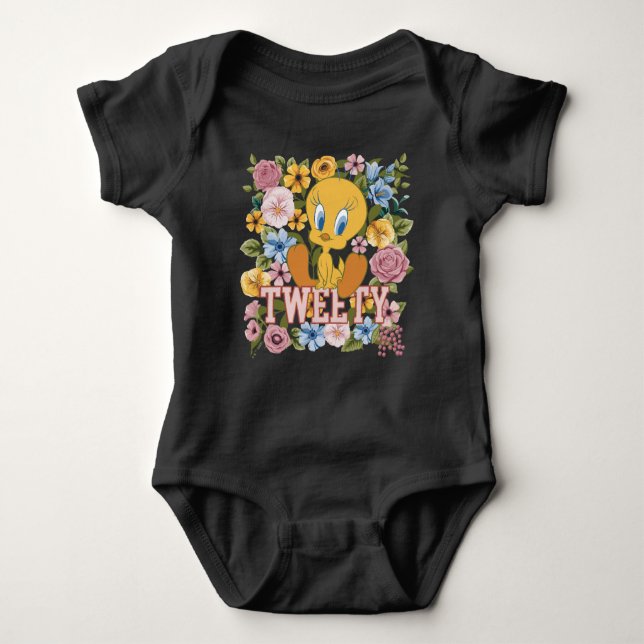 Body Para Bebé TWEETY™ Floral Embroidery Graphic (Anverso)