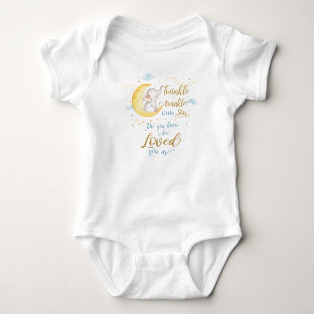 Body Para Bebé Twinkle Little Star Elephant Crescent Moon Blue (Anverso)