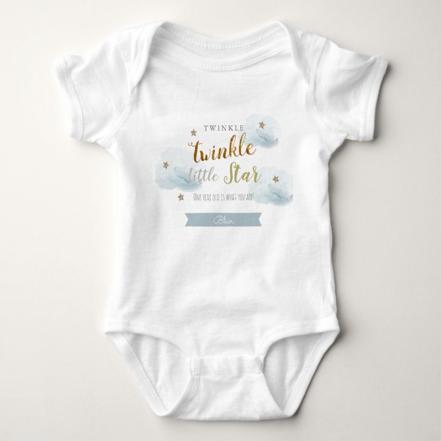Body Para Bebé Twinkle Twinkle Little Star Azul Cumpleaños 1 (Anverso)