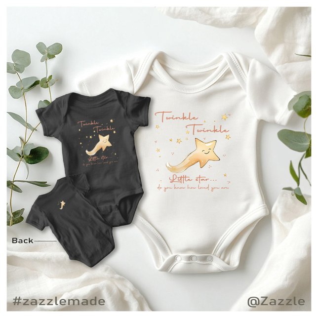 Body Para Bebé Twinkle Twinkle Pequeña Estrella Boho Personalismo (Twinkle Twinkle Little Star Boho Autumn Personaliz Baby Bodysuit)
