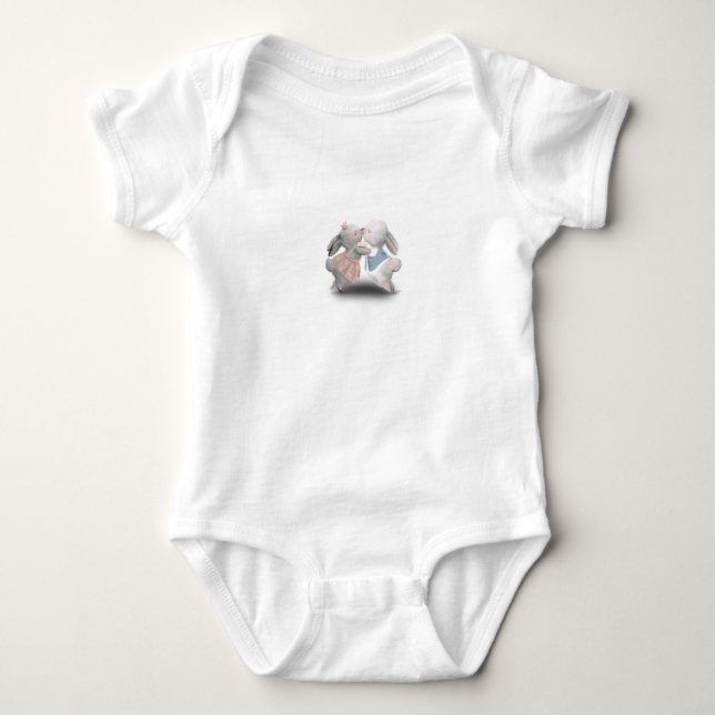 Body Para Bebé Two Cute Rabbits Illustration Sweet Baby Animals (Anverso)