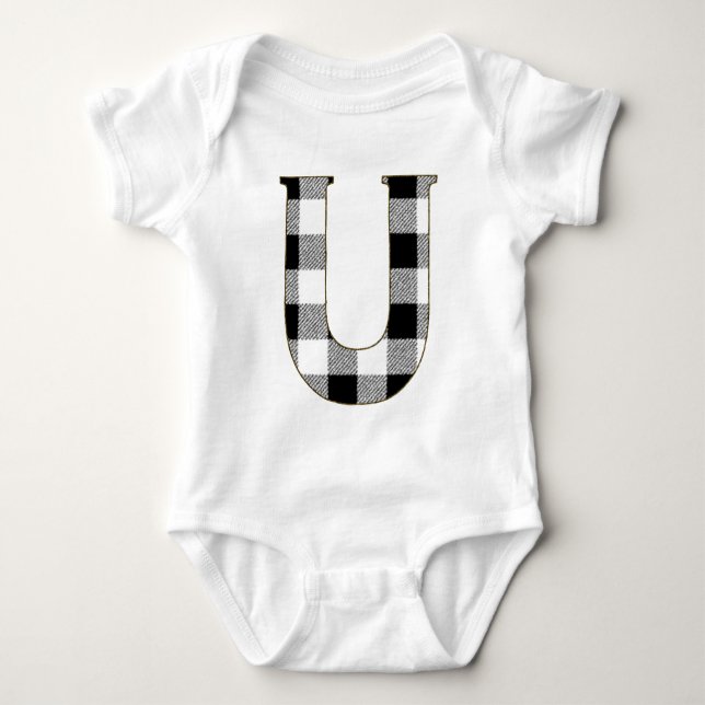 Body Para Bebé U de Cuadros de Gingham (Anverso)
