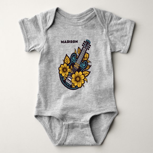 Body Para Bebé Ukulele de nombre personalizado (Anverso)