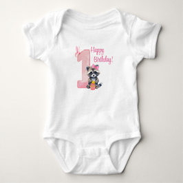 Body Para Bebé "Un año de edad" - Bodysuit rosa para cumpleaños d