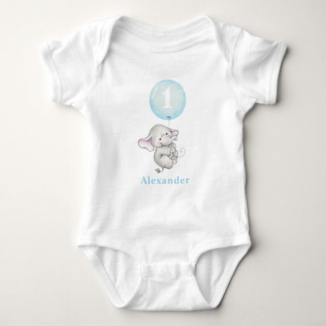 Body Para Bebé Un bebé elefante con globo, un bebé (Anverso)