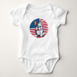 Body Para Bebé Un bulldog francés personalizado con bandera estad