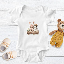 Body Para Bebé ¡Un cerdo, una rana y un perro en un tronco! Anima