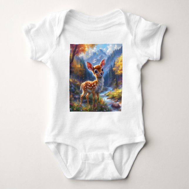 Body Para Bebé Un ciervo bebé adorable en un bosque encantado (Anverso)