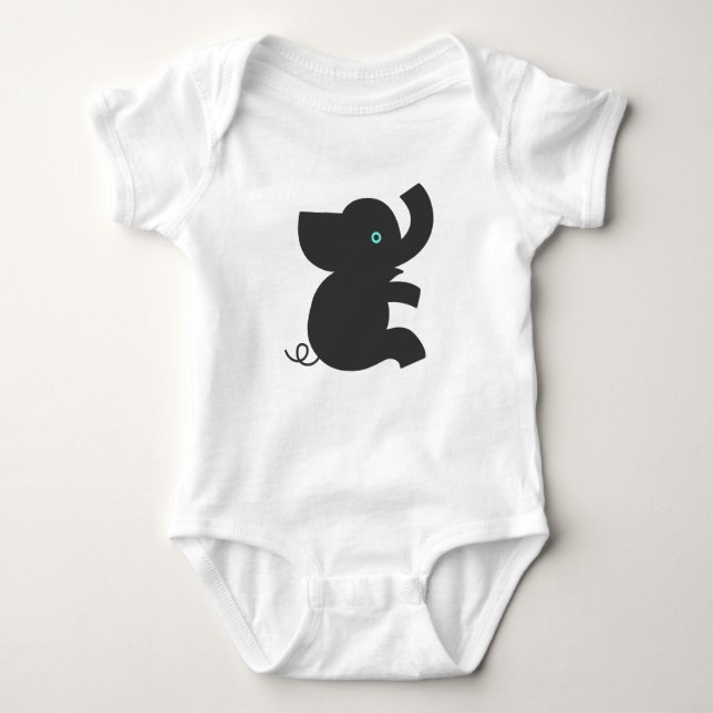Body Para Bebé Un elefante estilo Personalizado negro lindo (Anverso)