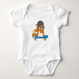 Body Para Bebé Un gato Naranja lindo en un Personalizado de skate