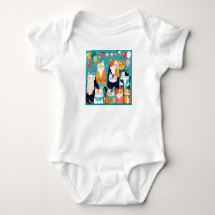 Body Para Bebé Un lindo cumpleaños feliz con tema de gato