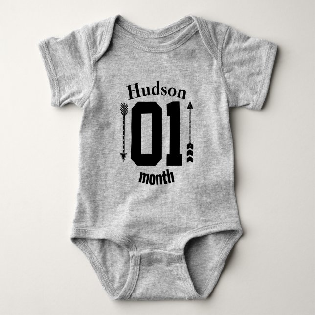 Body Para Bebé Un mes arresta a niño bebé personalizado (Anverso)