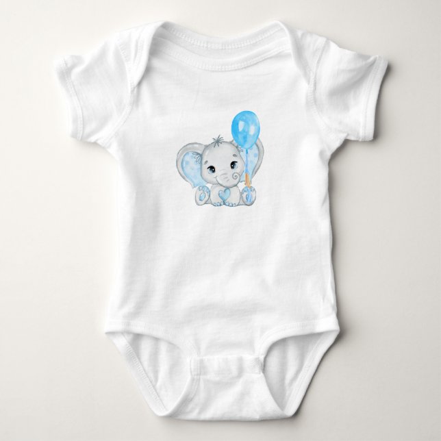 Body Para Bebé Un niño pequeño y pequeño elefante con globo (Anverso)