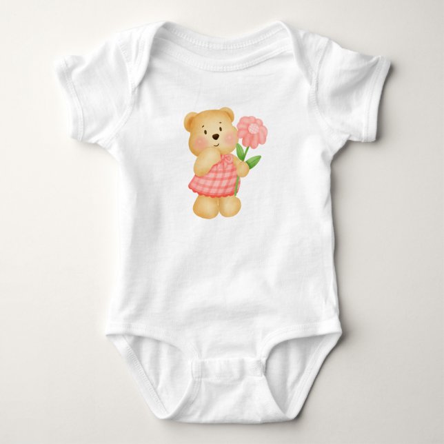 Body Para Bebé un oso florido (Anverso)