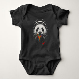 Body Para Bebé Un oso panda blanco y negro que lleva un traje esp