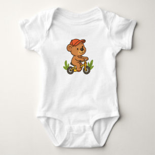 Body Para Bebé Un oso Personalizado adorable montando una bicicle