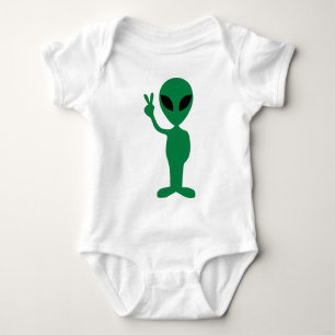 Body Para Bebé Un pequeño hombre verde de paz Alien Silhouette