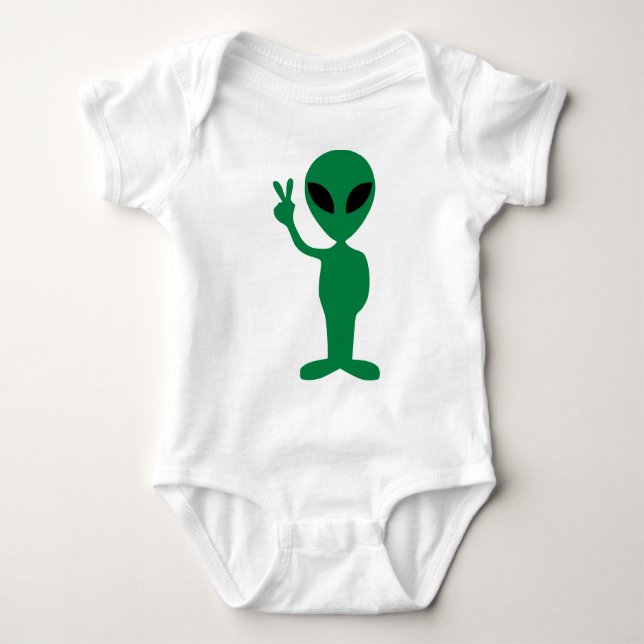 Body Para Bebé Un pequeño hombre verde de paz Alien Silhouette (Anverso)