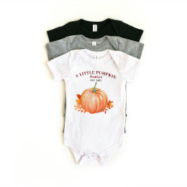 Body Para Bebé Un pequeño nombre personalizado de calabaza y otoñ