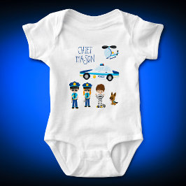 Body Para Bebé Un pequeño Personalizado de policía con nombre